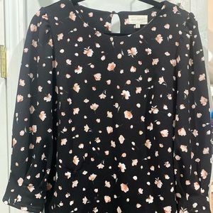 Melloday black flower blouse